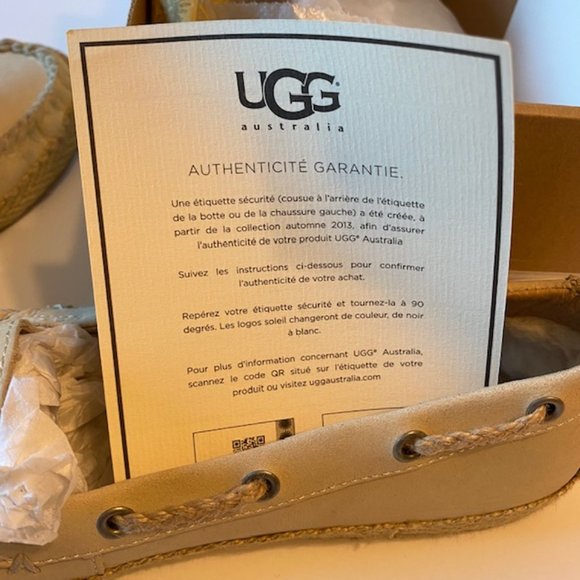 NWOT Nubuck UGG Slip On Chivon Moccasin Espadrilles Cream Women 8.5 - Picture 6 of 8
